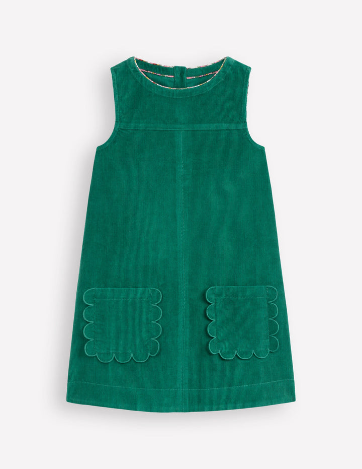 Saffy Cord Pinafore Dress-Jewel Green