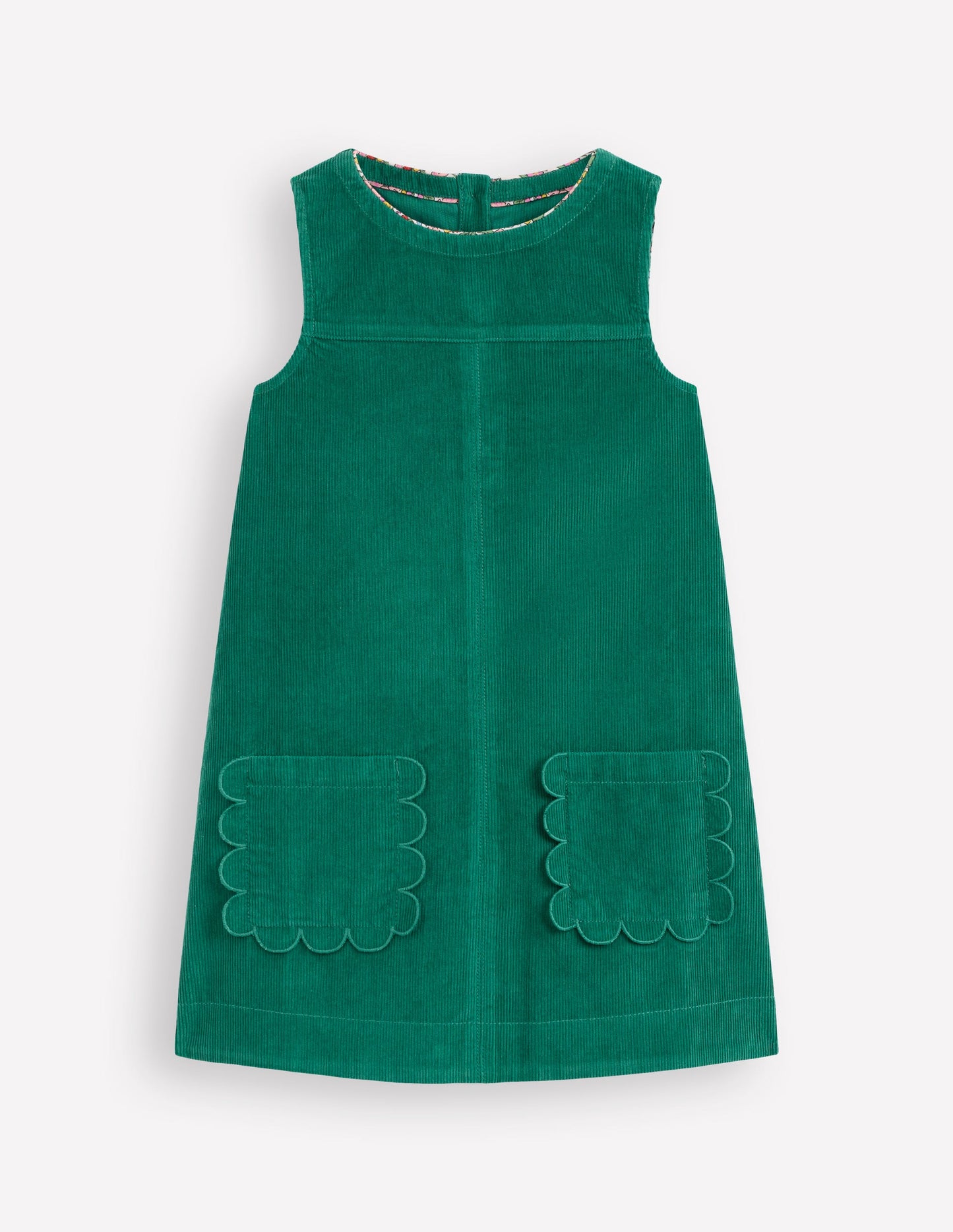 Saffy Cord Pinafore Dress-Jewel Green