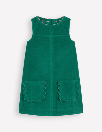 Saffy Cord Pinafore Dress-Jewel Green-1