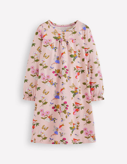 Printed Long Sleeve Nightie-Chalk Pink Fairy Tree-1