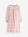 Printed Long Sleeve Nightie-Chalk Pink Parisien