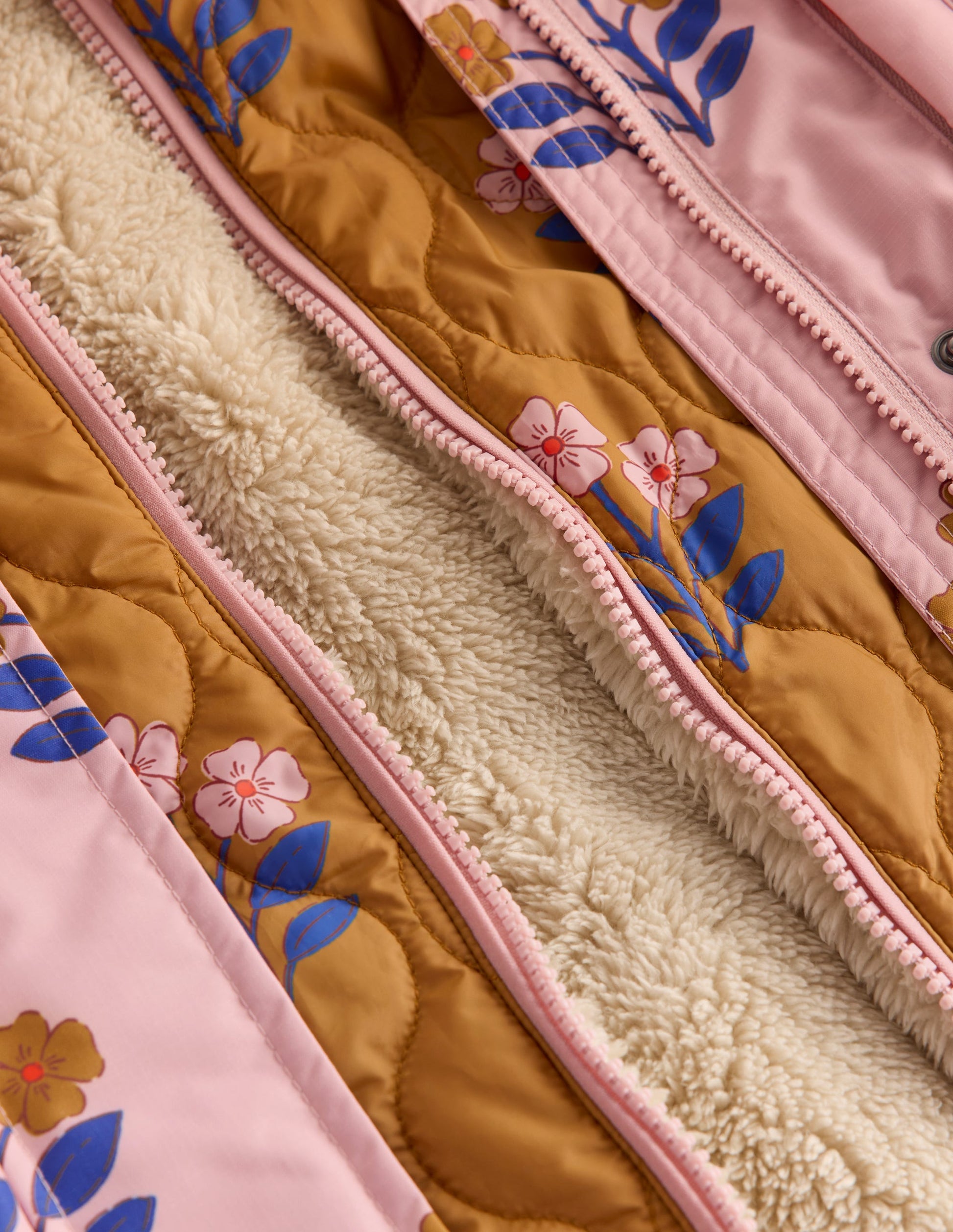 4-in-1 Waterproof Coat-Vintage Pink Floral Stamp-5