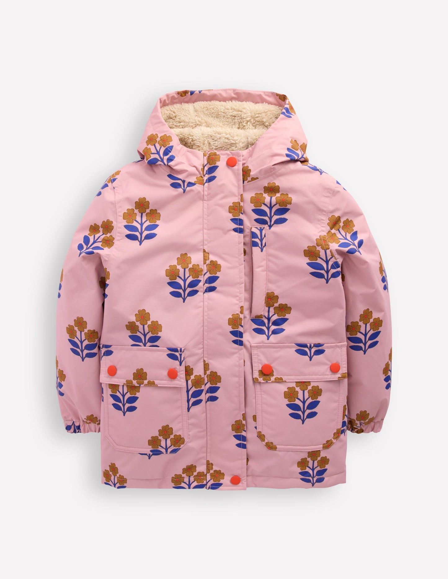 4-in-1 Waterproof Coat-Vintage Pink Floral Stamp