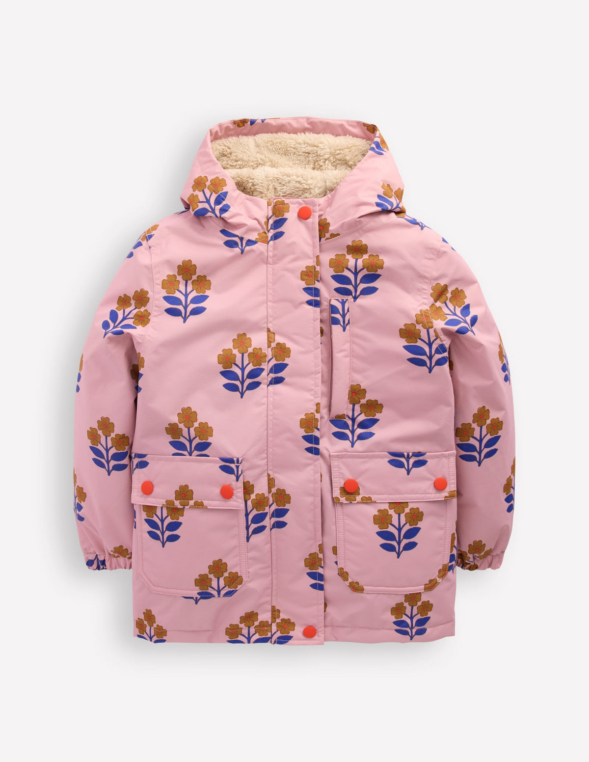 4-in-1 Waterproof Coat-Vintage Pink Floral Stamp - Image 1