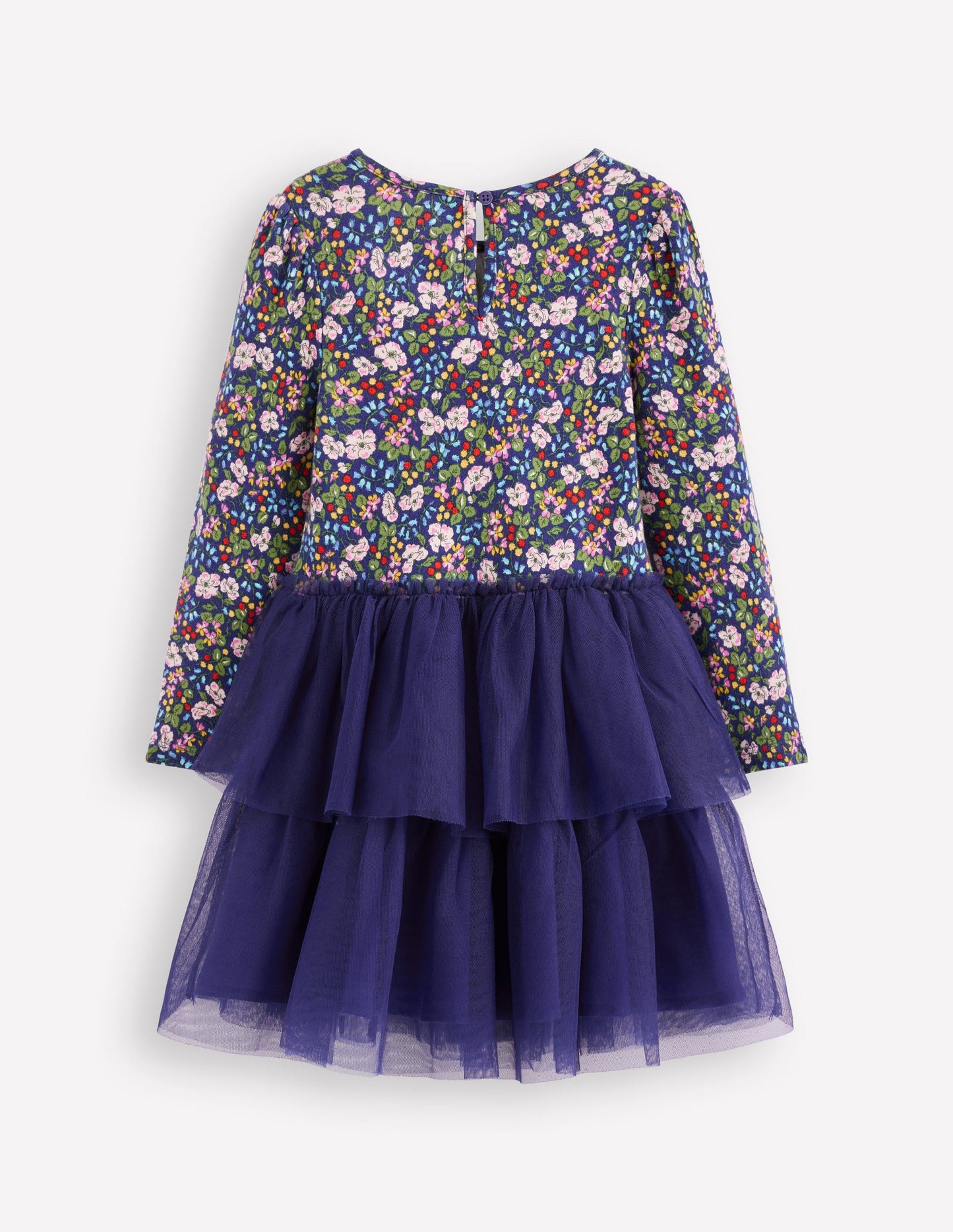 Tulle Mix Dress-Starboard Blue Berry Floral