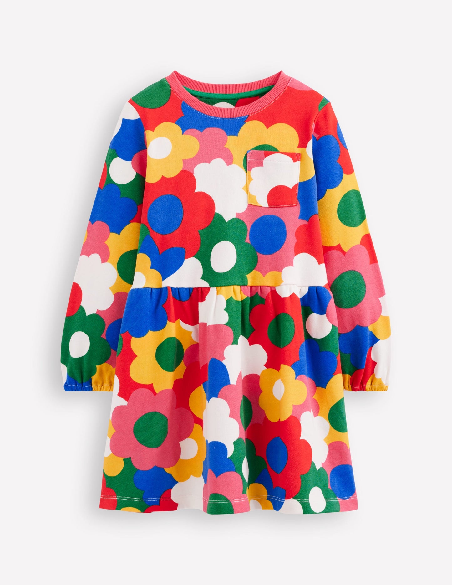 Loopback Sweat Dress-Multi Rainbow Flower