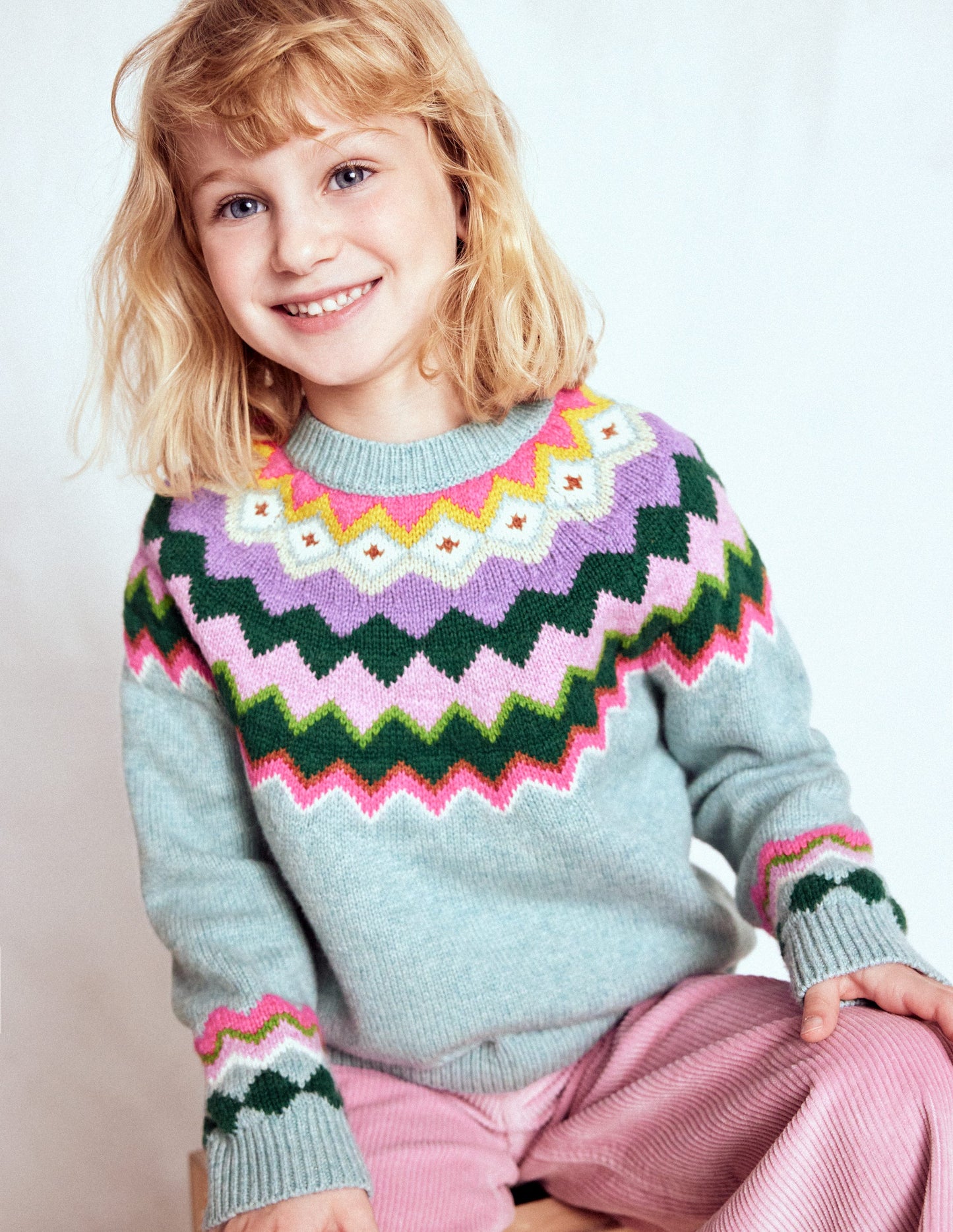 Eleanor Fair Isle Jumper-Sea Mist Blue Fair Isle