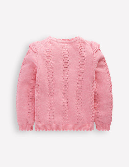 Embroidered Pointelle Sweater-Formica Pink Marl-4