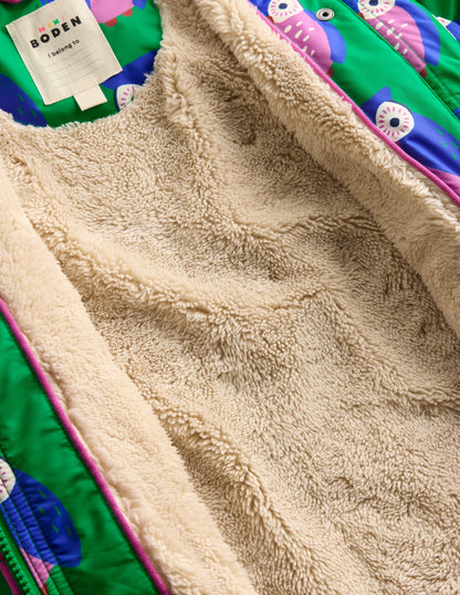 Sherpa Lined Anorak-Rich Emerald Geo Owls-5