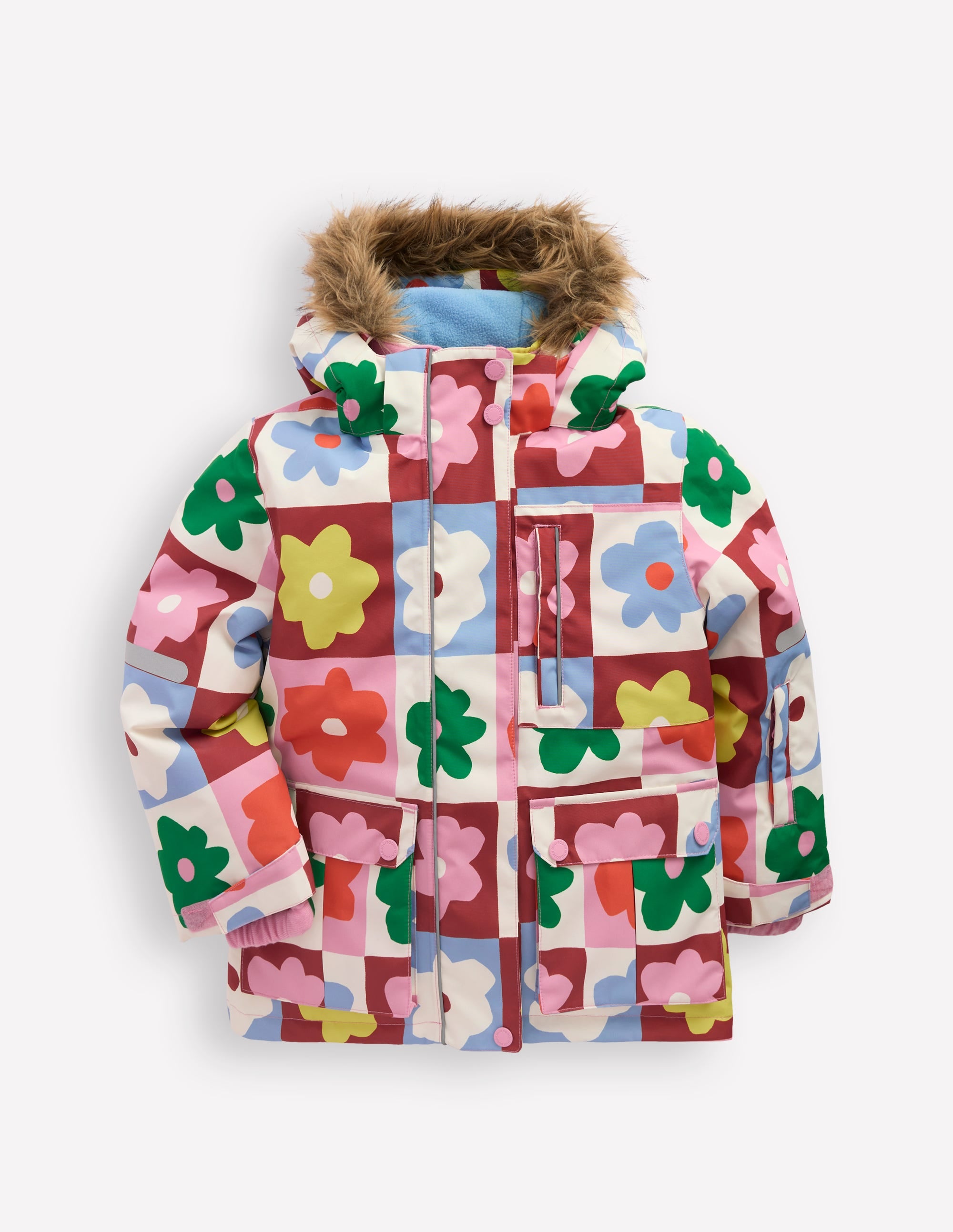 All-weather Waterproof Coat-Multi Flower Check - Image 1