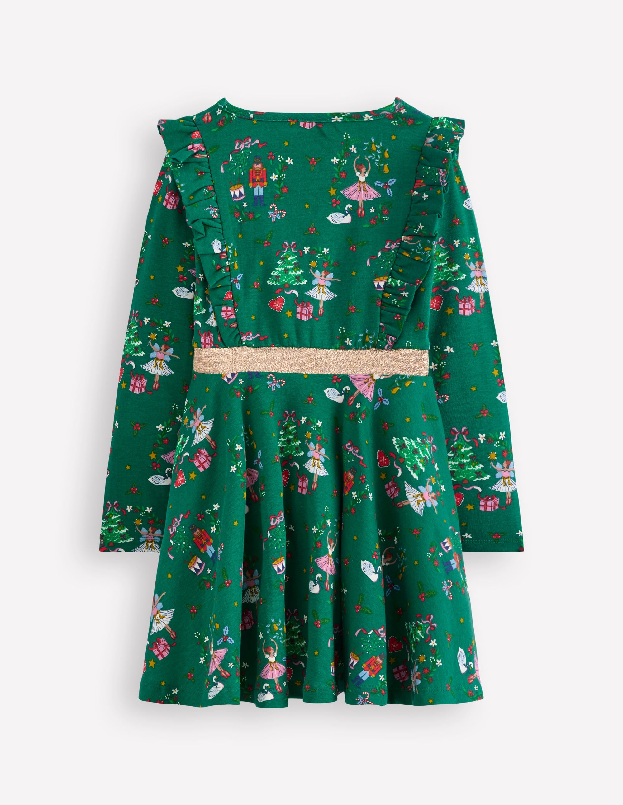 Cora Twirly Jersey Dress-Jewel Green Nutcracker - Image 5