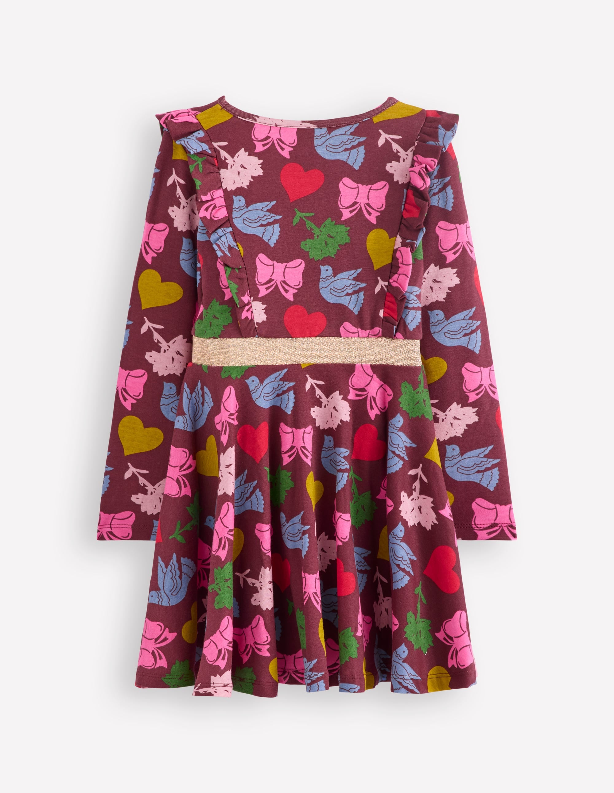 Cora Twirly Jersey Dress-Chestnut Festive Fun - Image 2