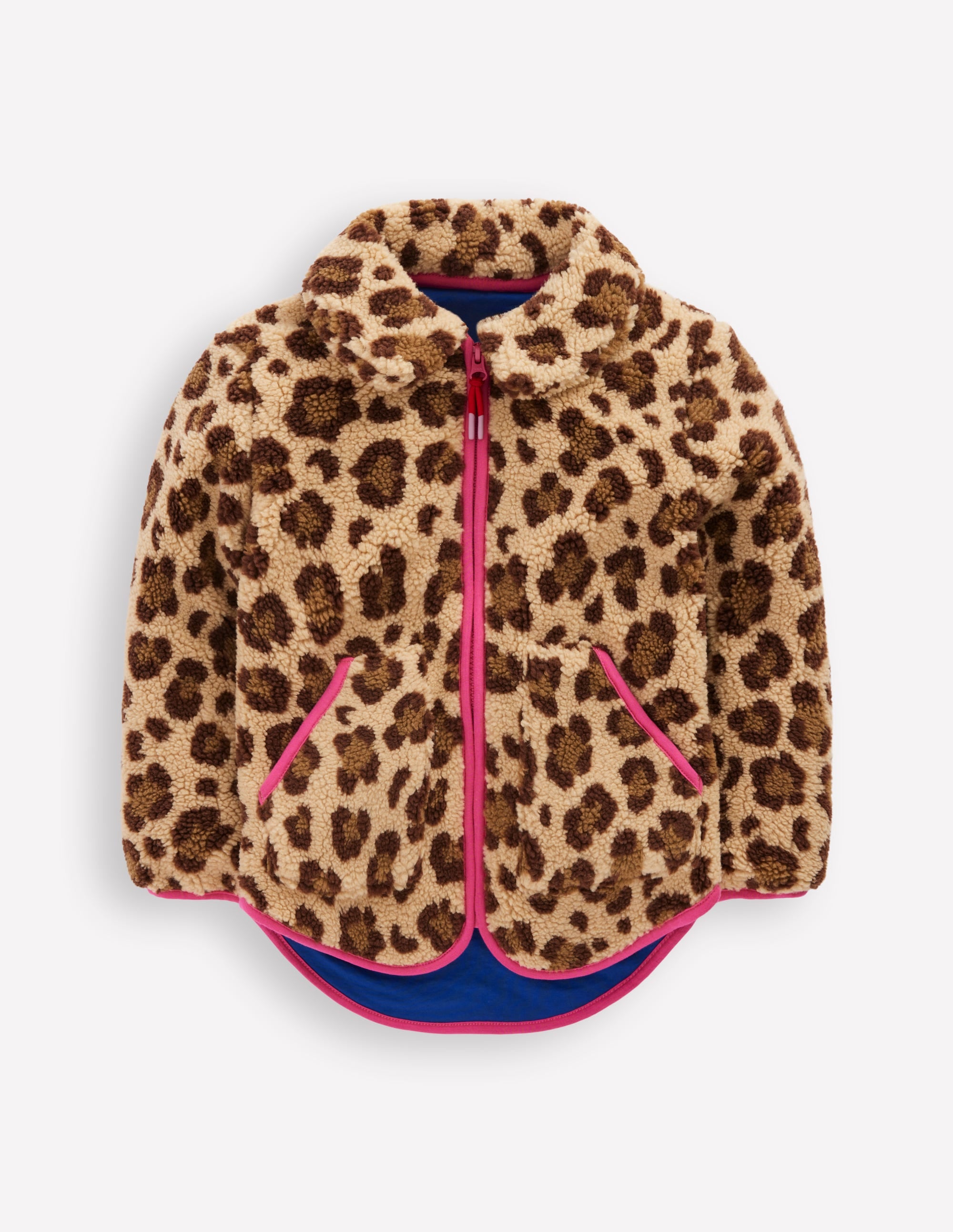 Collared Borg Zip Through-Leopard - Image 1