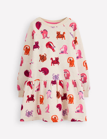 Cosy Sweatshirt Dress-Multi Cats-1