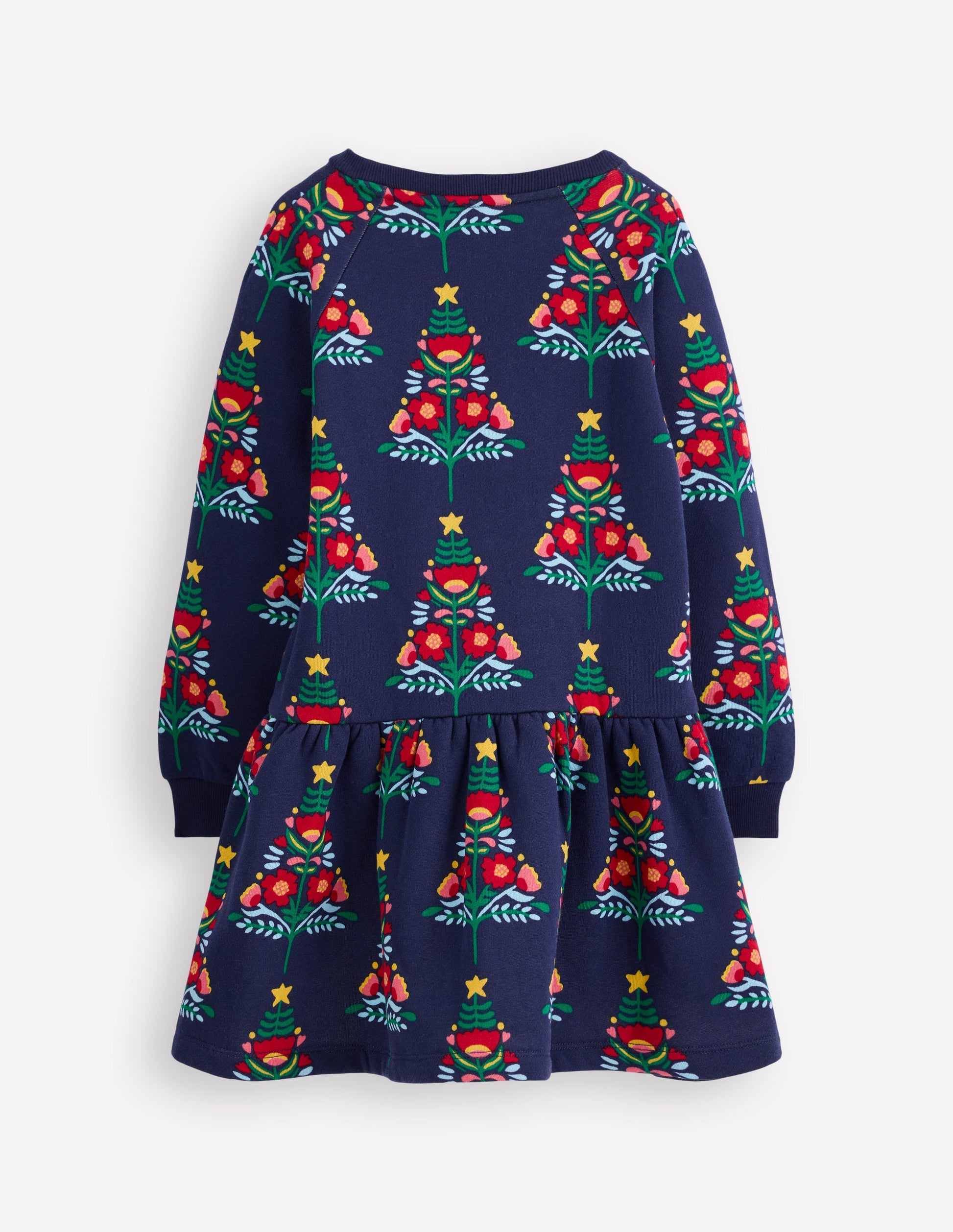 Cosy Sweatshirt Dress-College Navy Christmas Trees-2