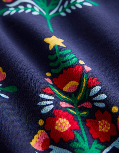 Cosy Sweatshirt Dress-College Navy Christmas Trees-3