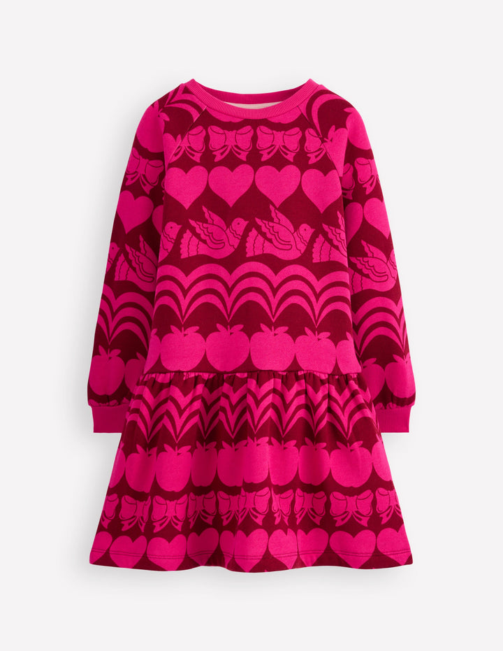 Cosy Sweatshirt Dress-Red Liquorice Festive Fun