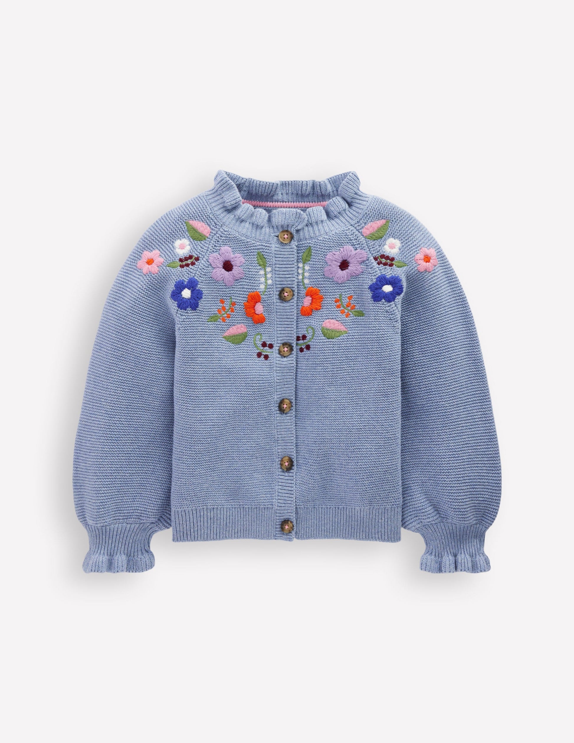 Pretty Embroidered Cardigan-Glacier Blue-1