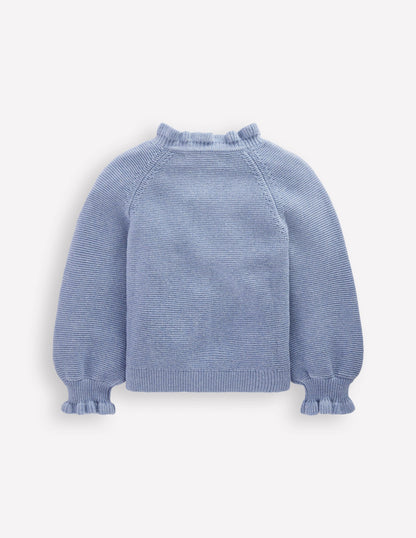 Pretty Embroidered Cardigan-Glacier Blue-2