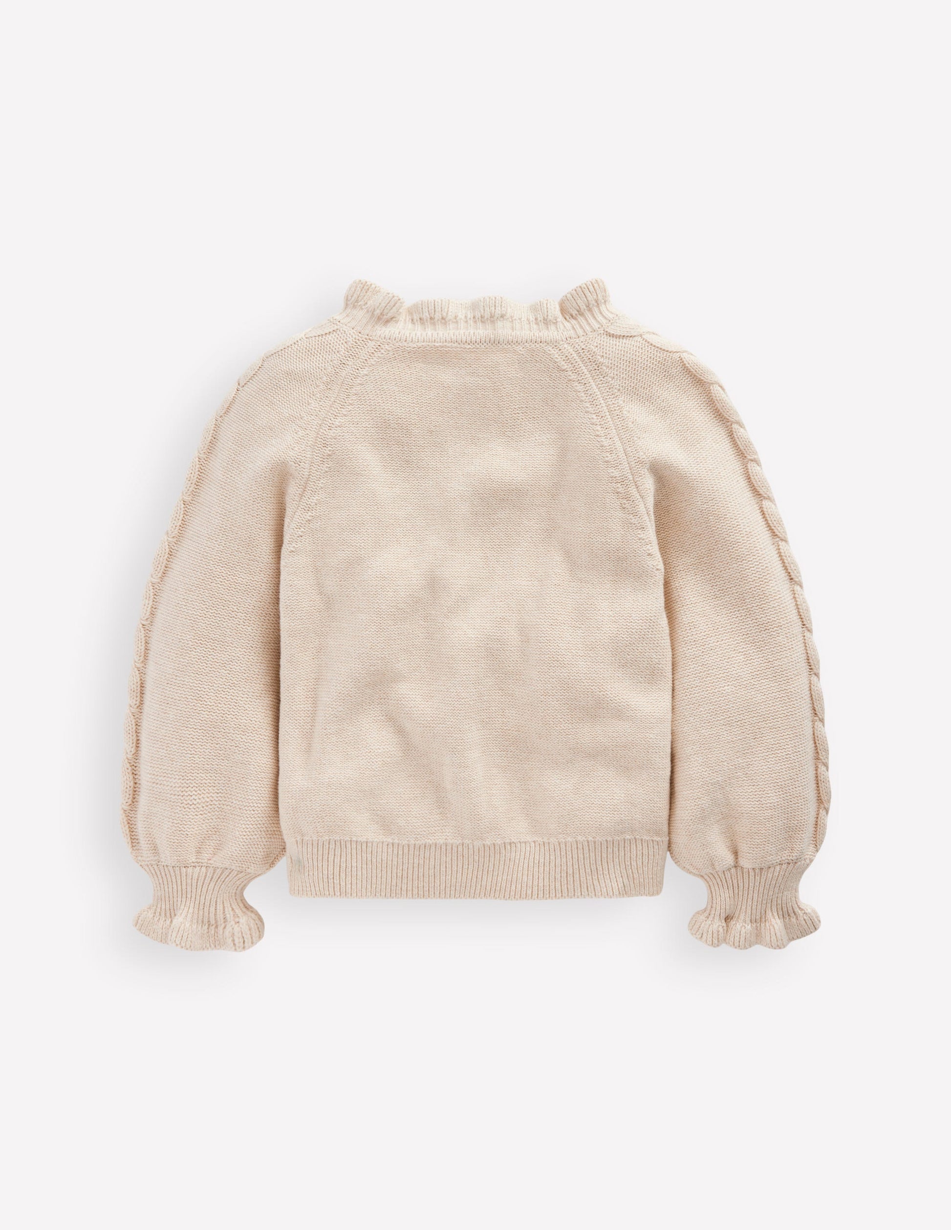 Pretty Embroidered Cardigan-Oatmeal Marl-2