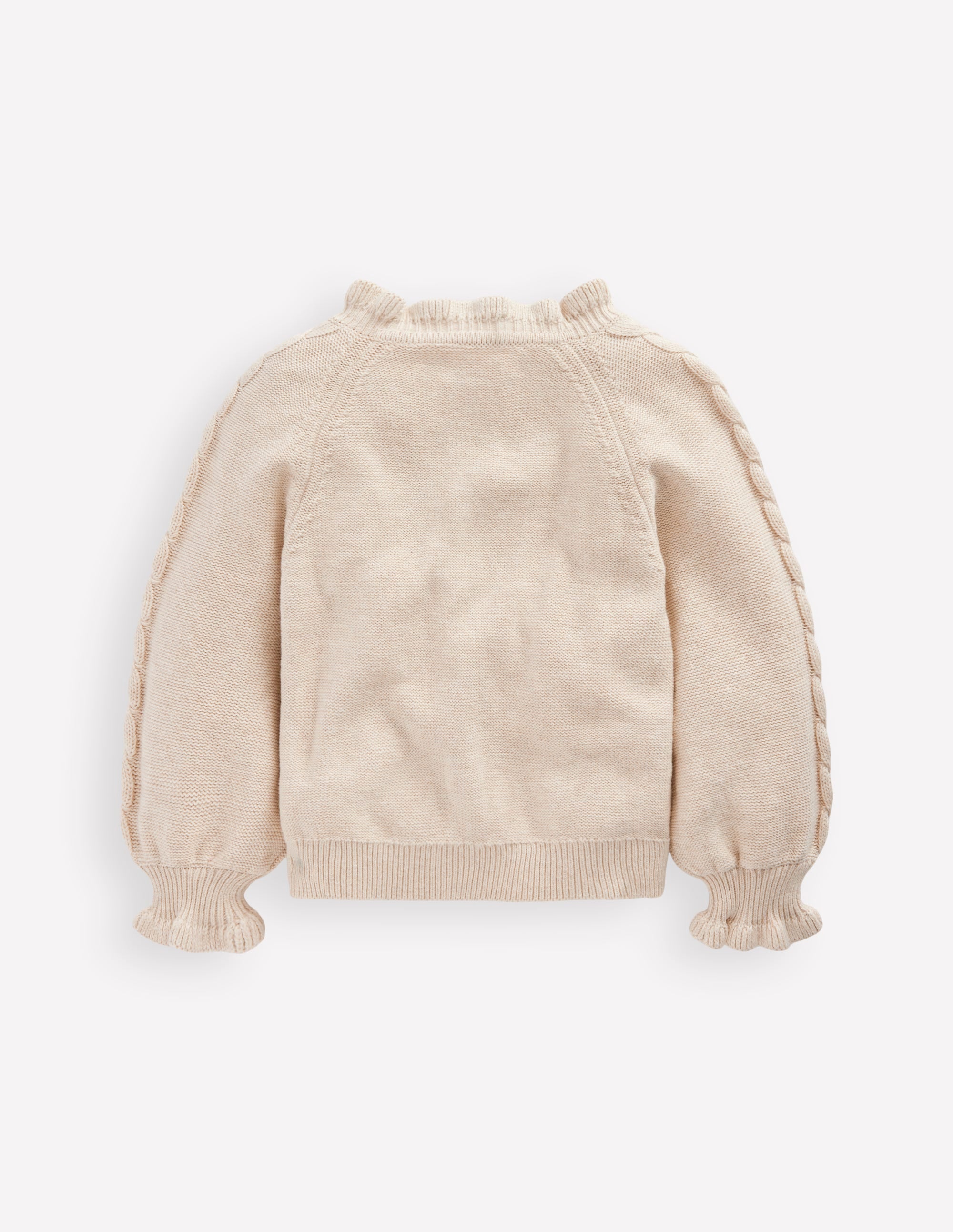 Pretty Embroidered Cardigan-Oatmeal Marl - Image 2