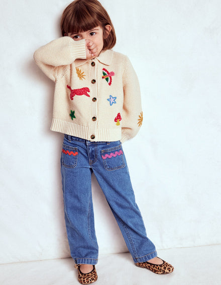 Collared Cardigan-Ecru Marl