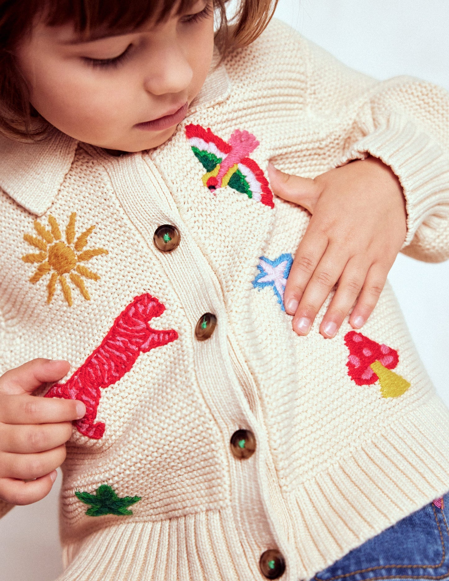 Collared Cardigan-Ecru Marl