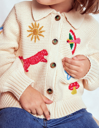 Collared Cardigan-Ecru Marl-3