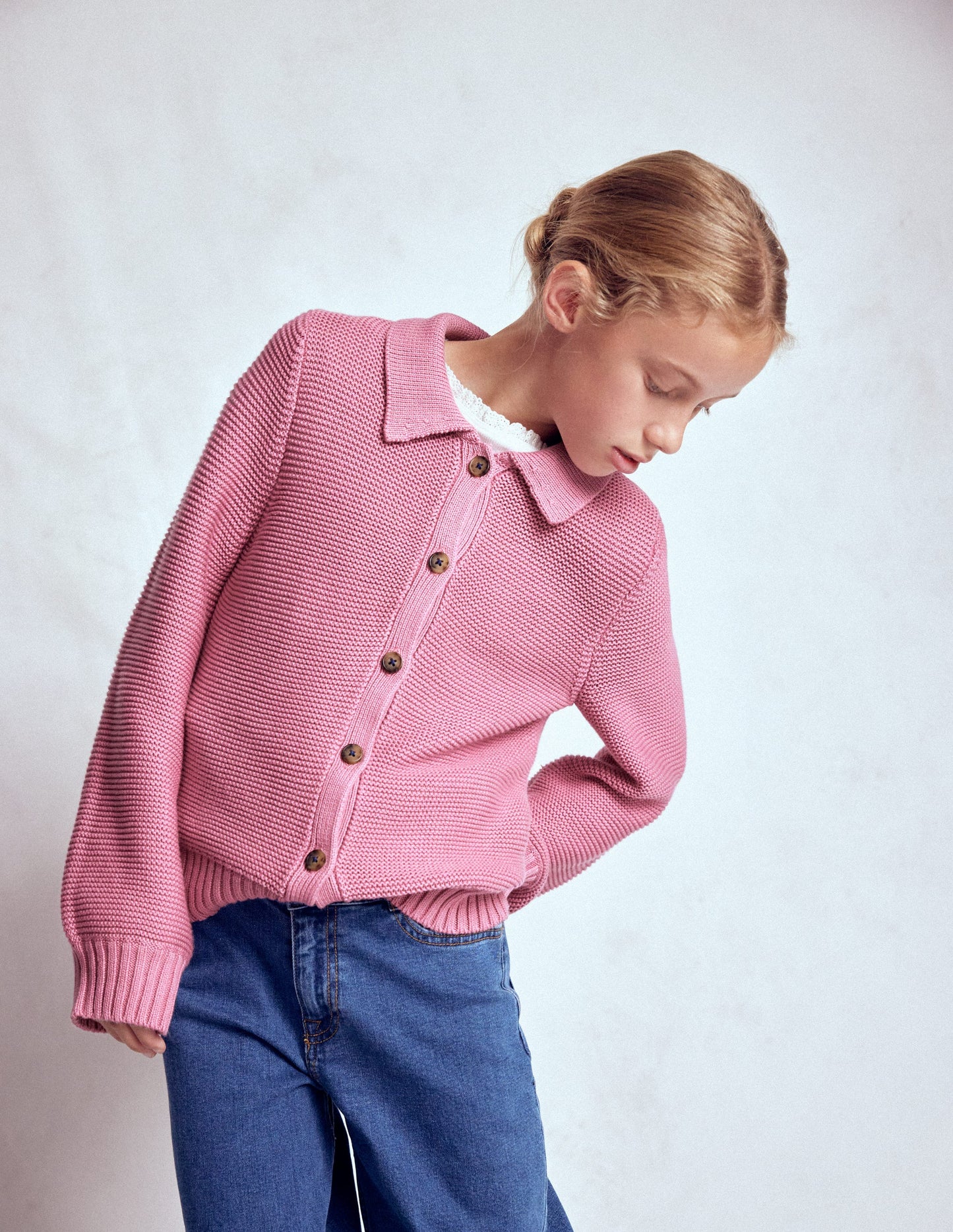 Collared Cardigan-Pink Haze