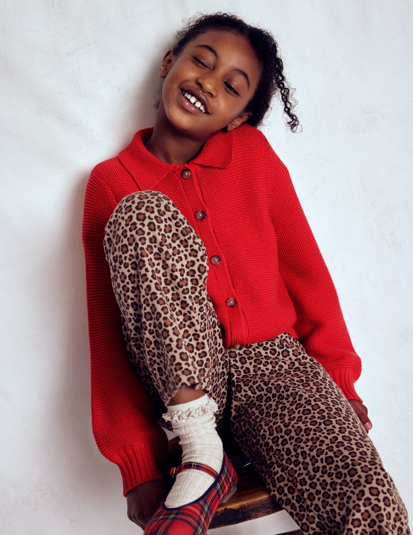 Collared Cardigan-Rockabilly Red