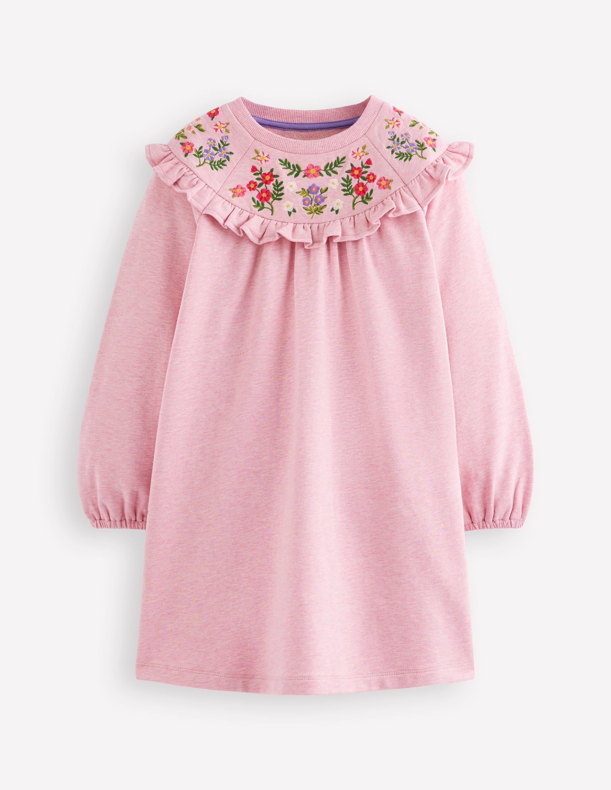 Embroidered Sweatshirt Dress-Pink - Image 1