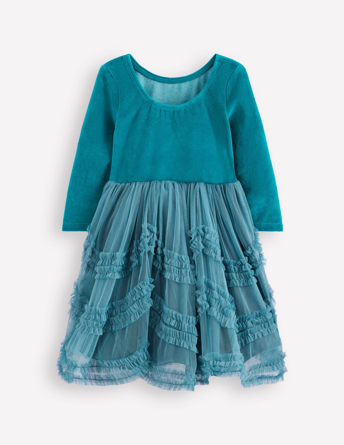 Velour Tulle Ballet Dress-Deep Sea Green