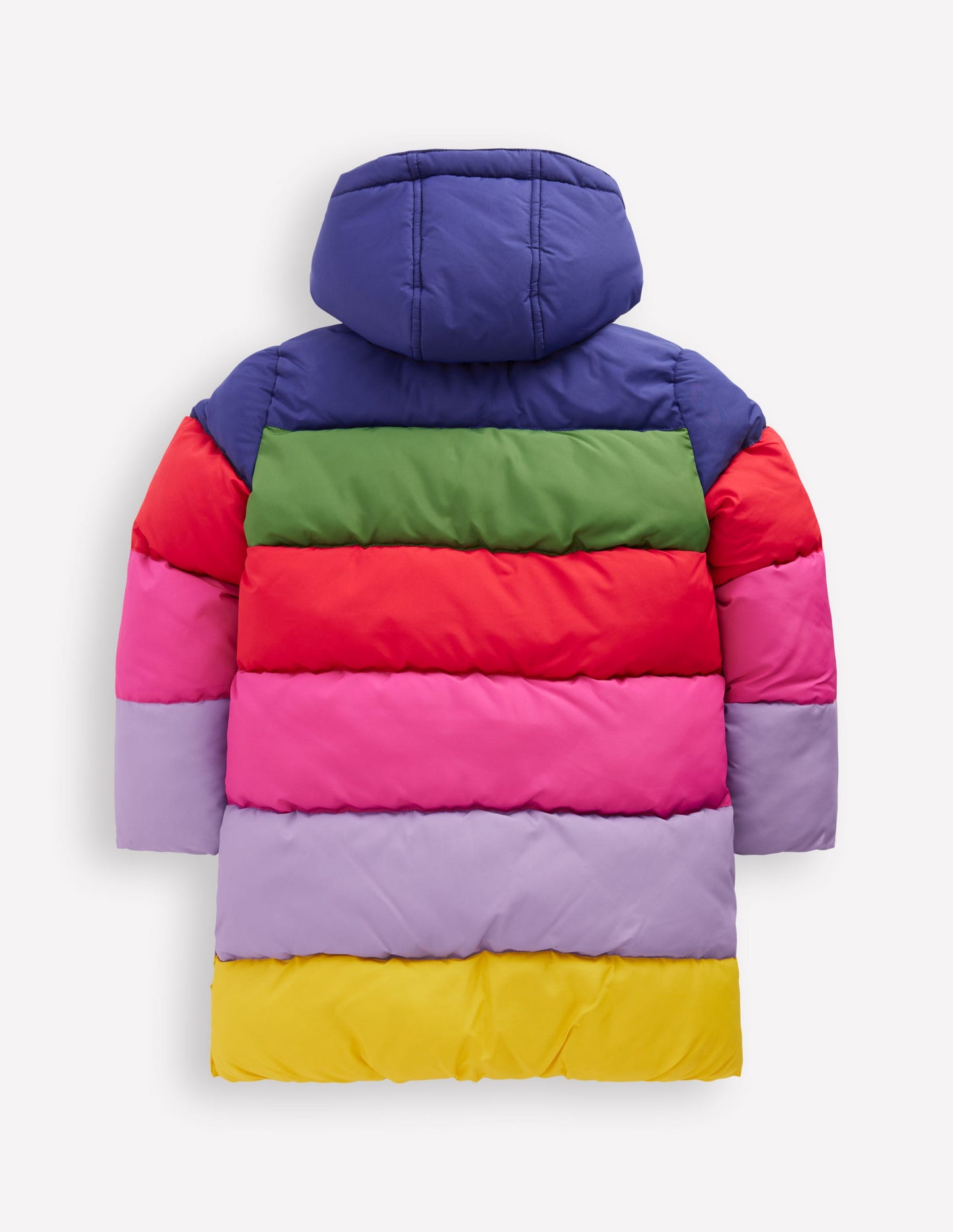 Longline Padded Coat-Rainbow Colourblock
