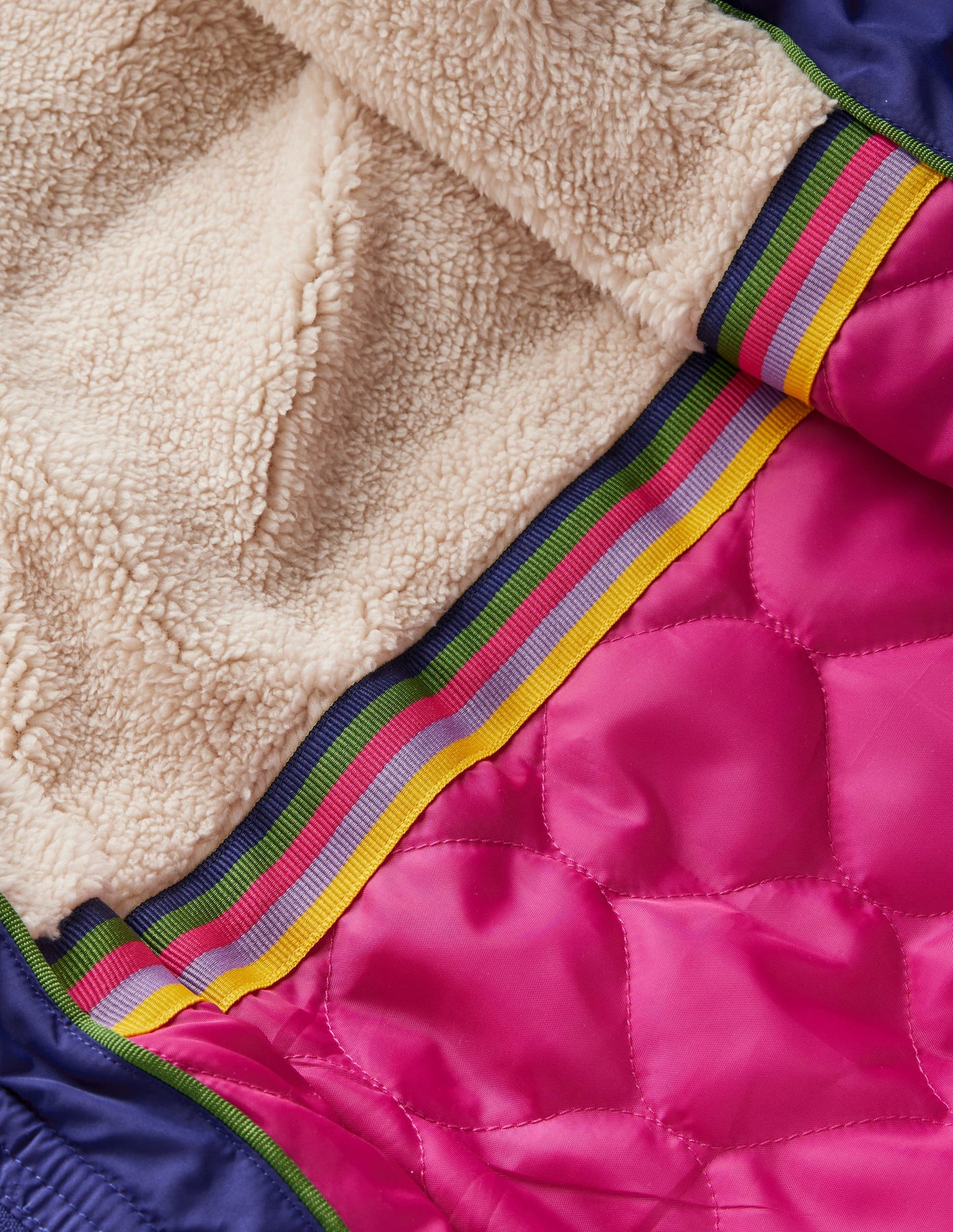 Longline Padded Coat-Rainbow Colourblock