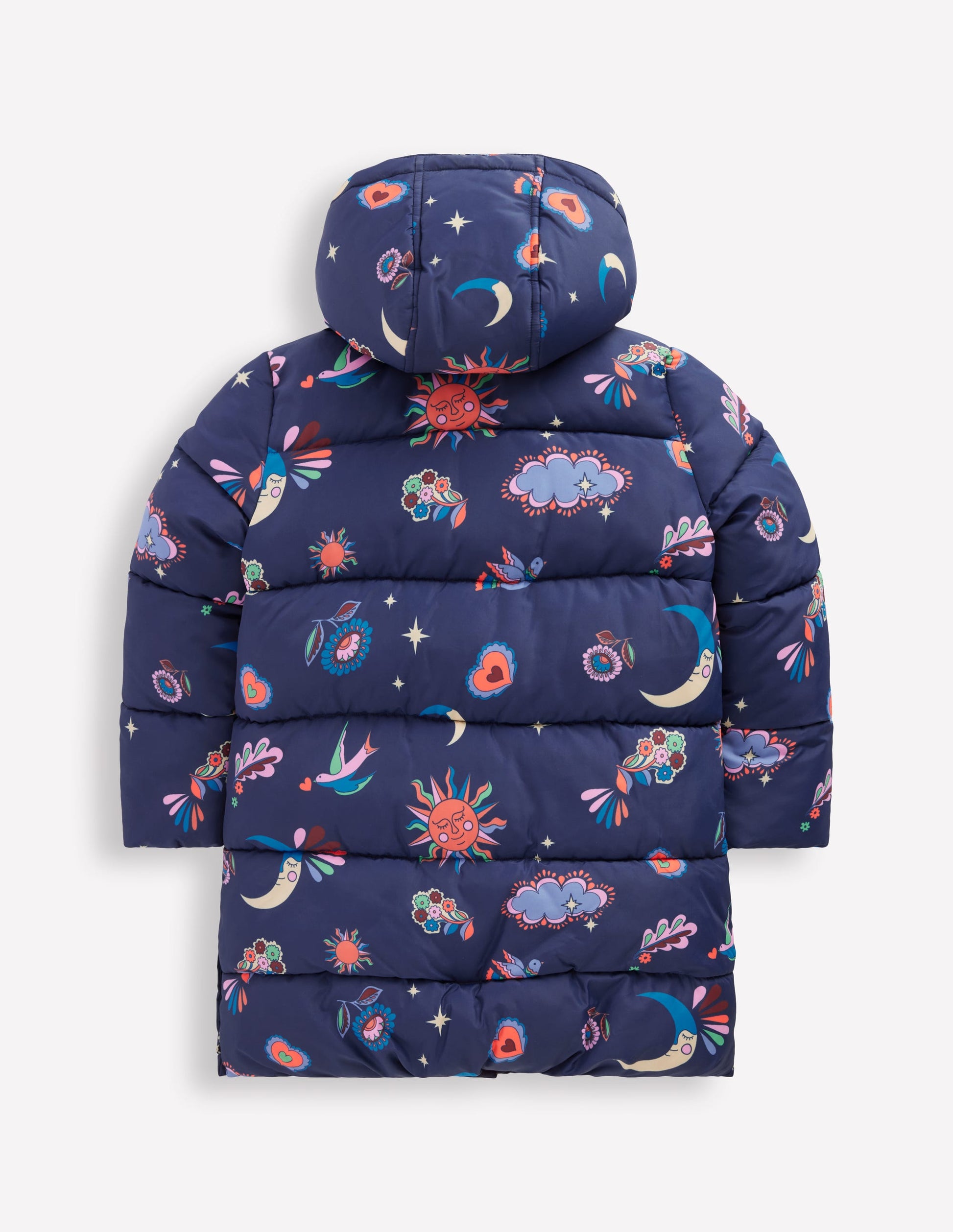 Longline Padded Coat-College Navy Spaced Paisley-2