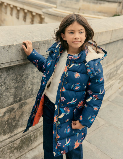 Longline Padded Coat-College Navy Spaced Paisley-6