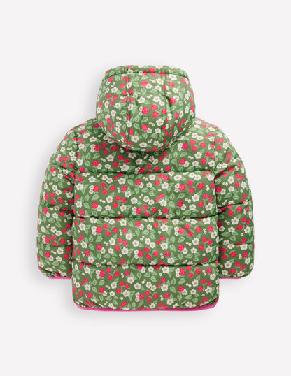 Reversible Padded Borg Coat-Safari Green Vintage Berry-2