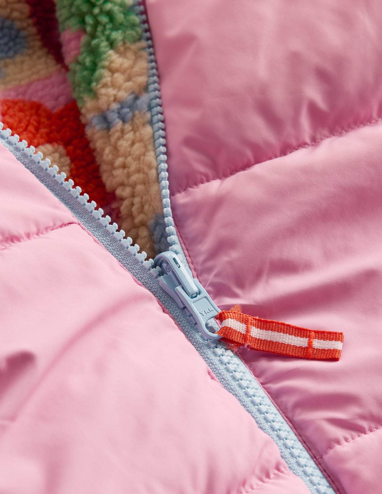 Reversible Padded Borg Coat-Multi Flower Check