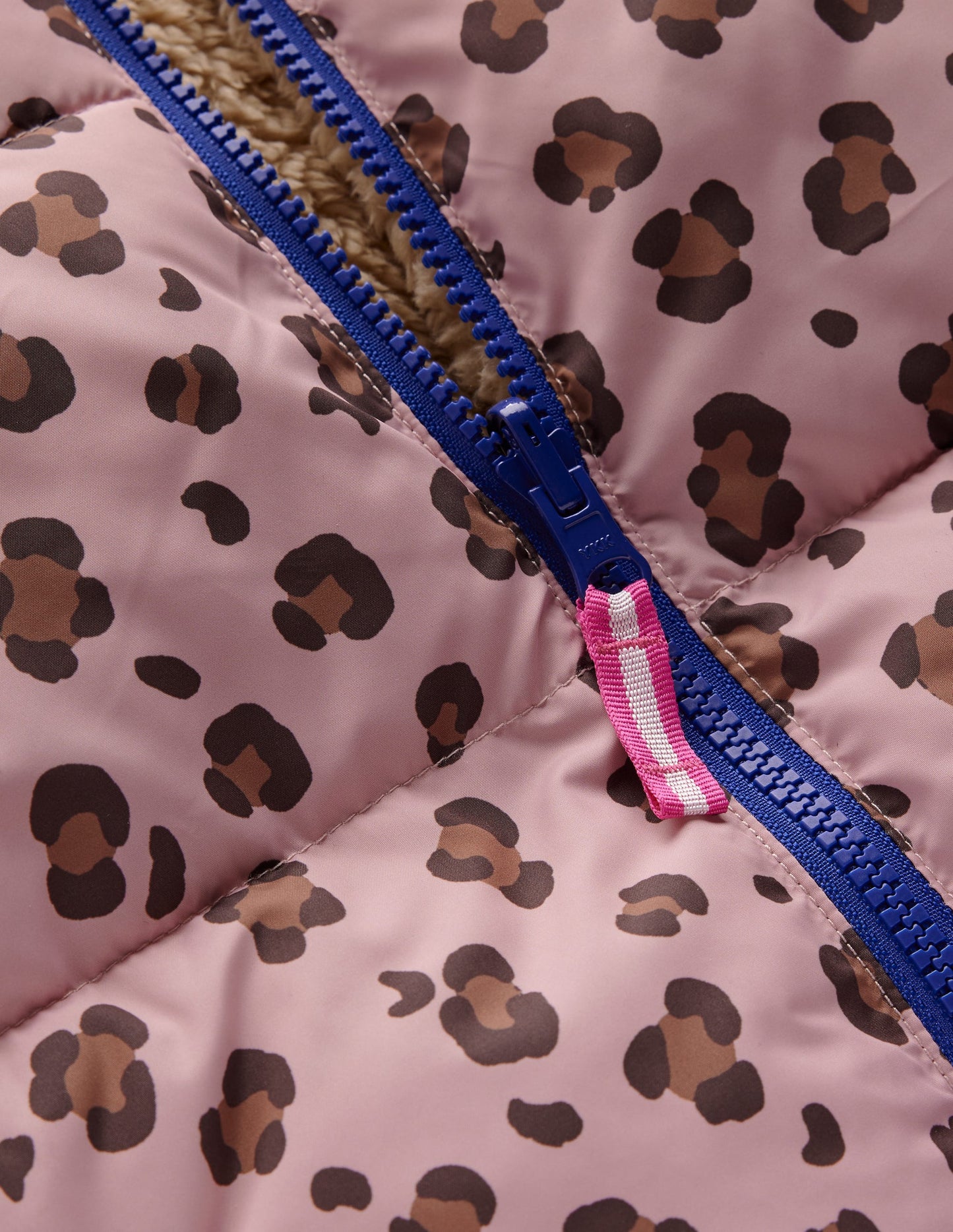 Reversible Padded Borg Coat-Pink Leopard