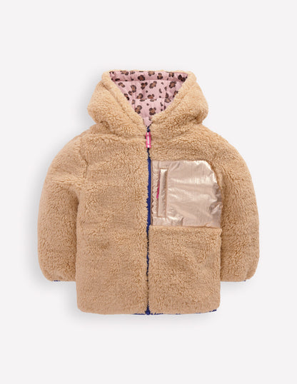 Reversible Padded Borg Coat-Pink Leopard-6