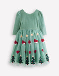Aurora Appliqué Tulle Dress-Robin Motif