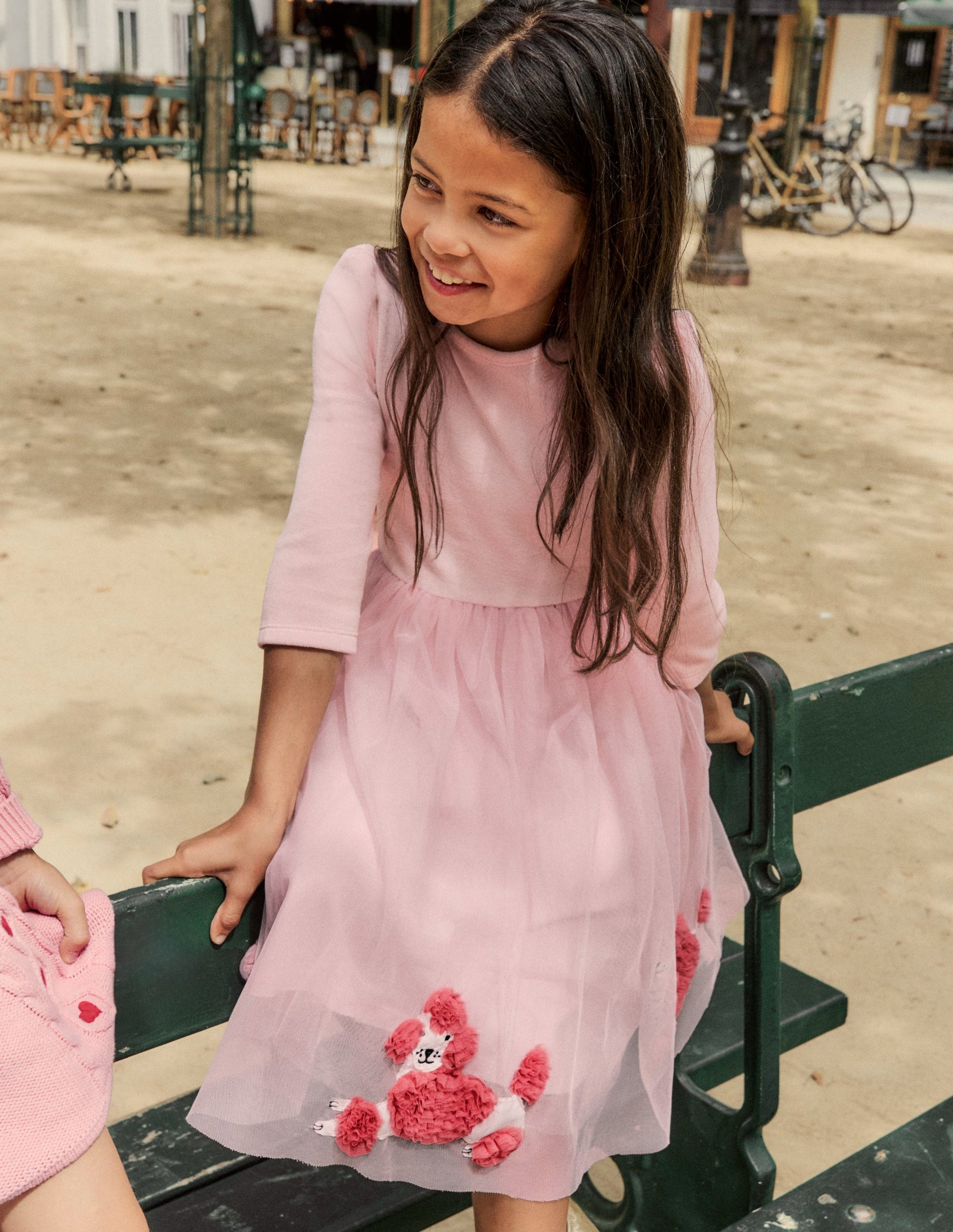 Velour Tulle Appliqué Dress-Chalk Pink Poodles-4