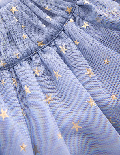 Tiered Tulle Dress-Stormbolt Blue-6