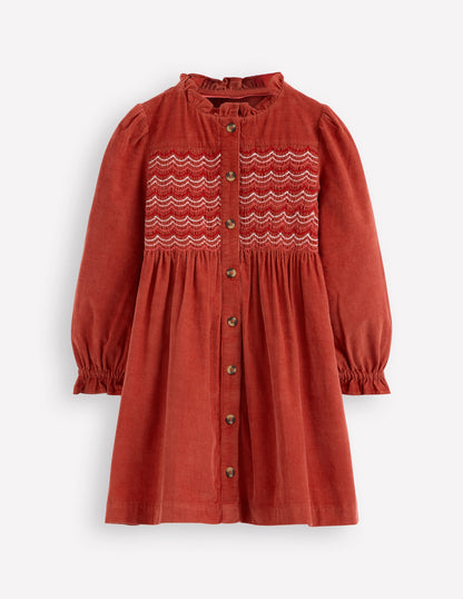 Suki Long Sleeve Smocked Dress-Copper-1