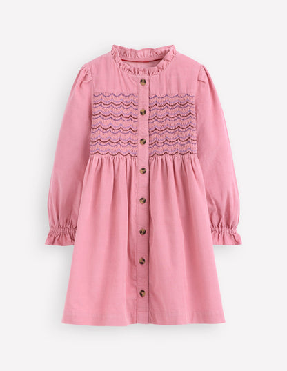 Suki Long Sleeve Smocked Dress-Formica Pink-3