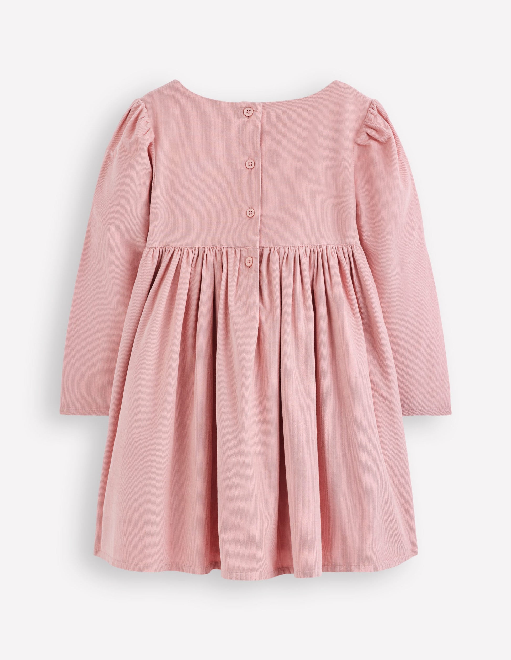 Corduroy Appliqué Dress-Almond Pink Flower Corduroy Appliqué Dress-Almond Pink Flower
