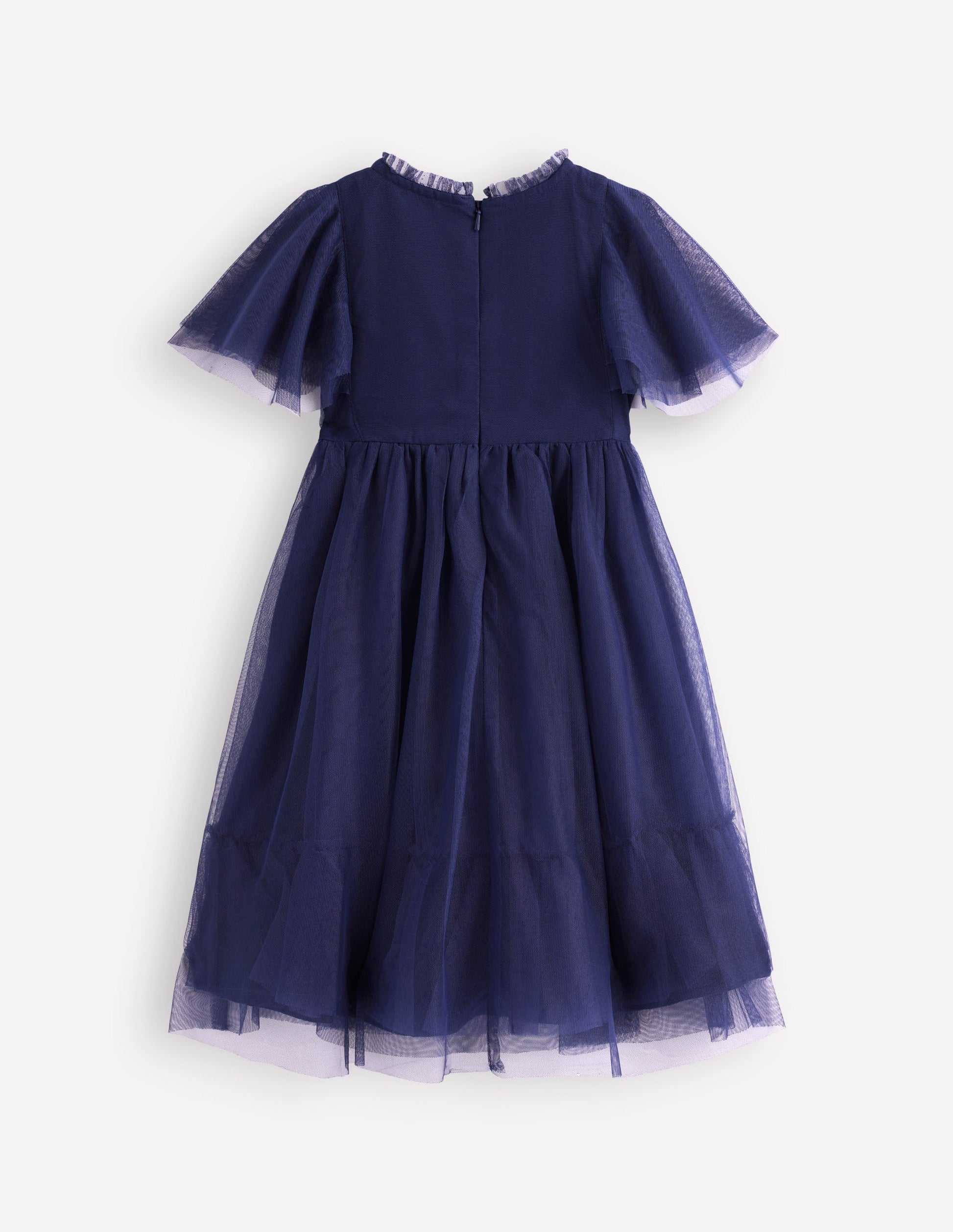 Embroidered Tulle Dress-College Navy-2