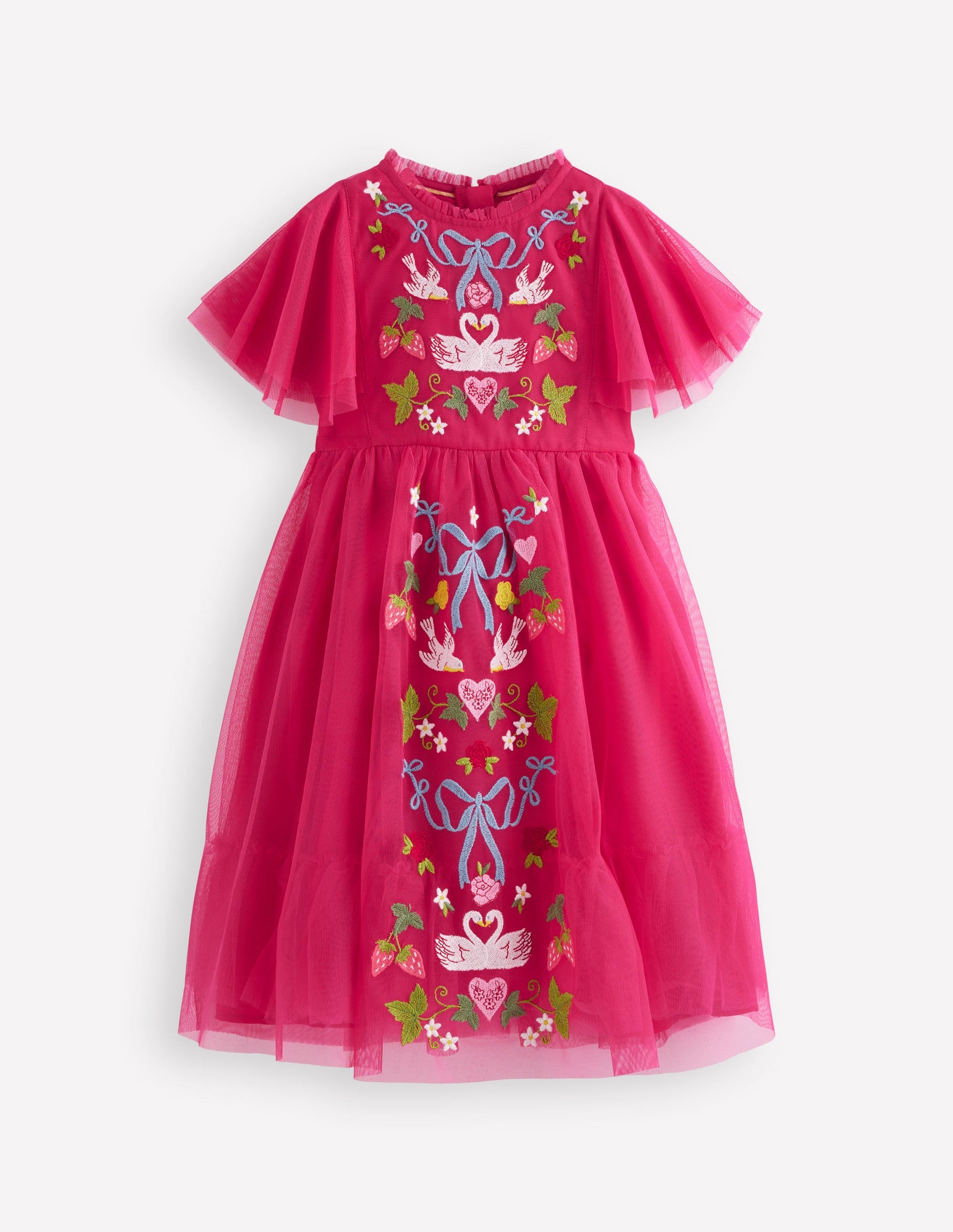 Boden Girls Embroidered Tulle Dress in Red | Size 11-12 Years Boden Girls Embroidered Tulle Dress in Red | Size 11-12 Years