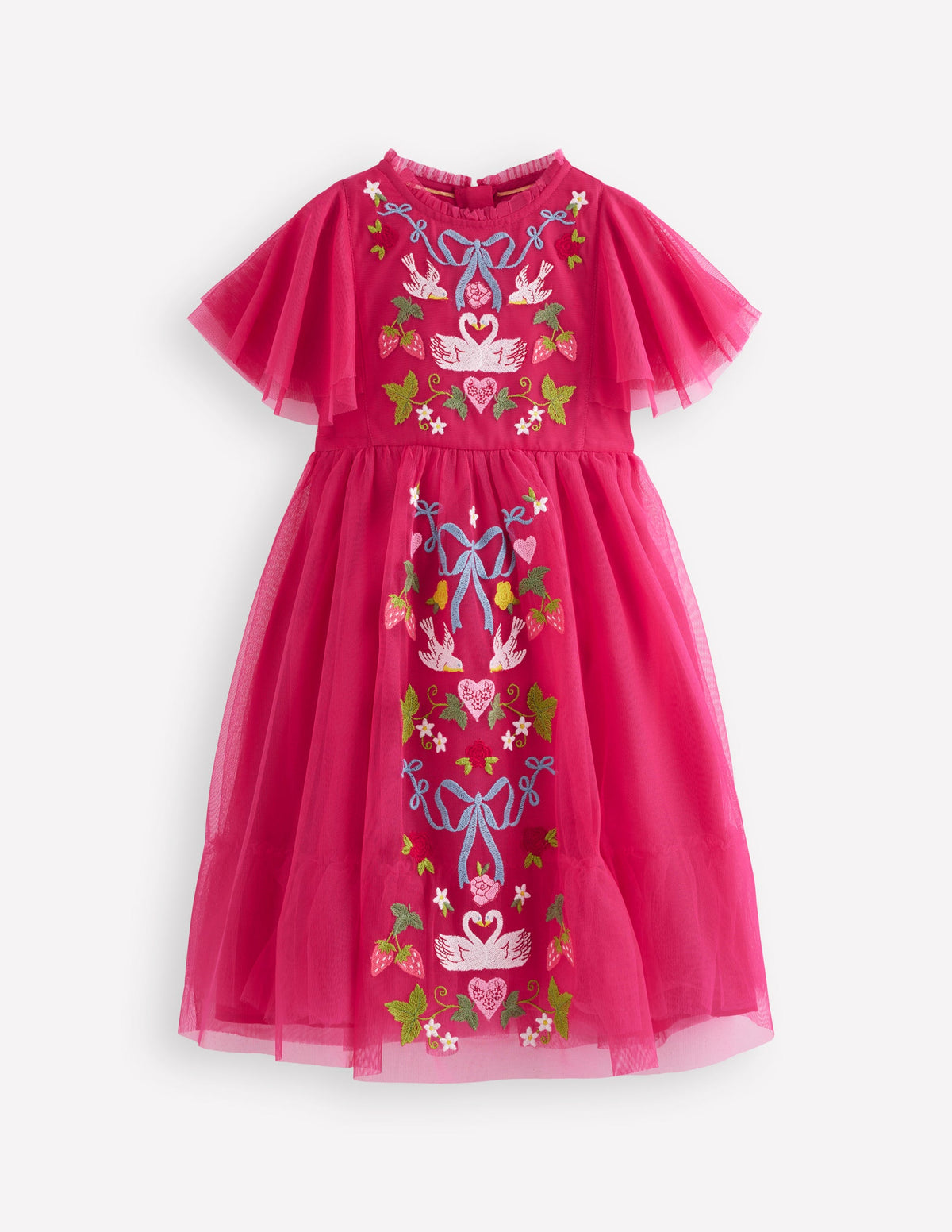 Embroidered Tulle Dress-Cherry Jam Lovebirds - Image 1