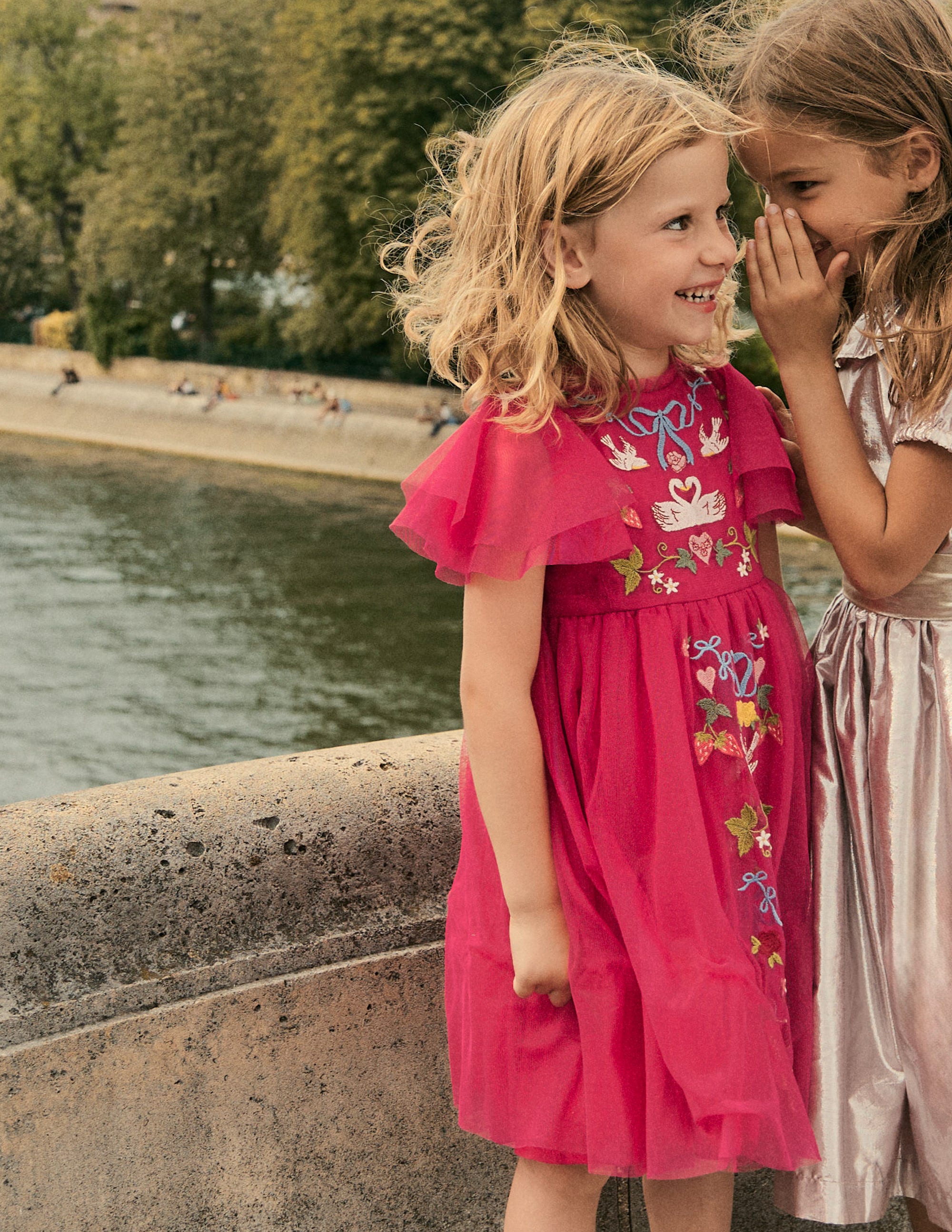 Embroidered Tulle Dress-Cherry Jam Lovebirds | Boden USA Embroidered Tulle Dress-Cherry Jam Lovebirds | Boden USA